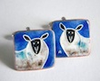 sheep enamel cufflinks - blue